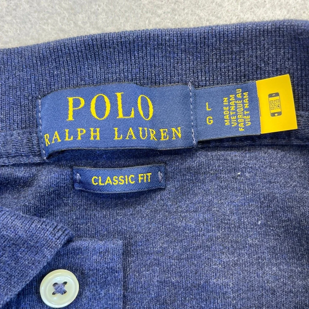 Polo Ralph Lauren Mens Classic Fit Polo Shirt Navy Blue Logo Pony Sz Large